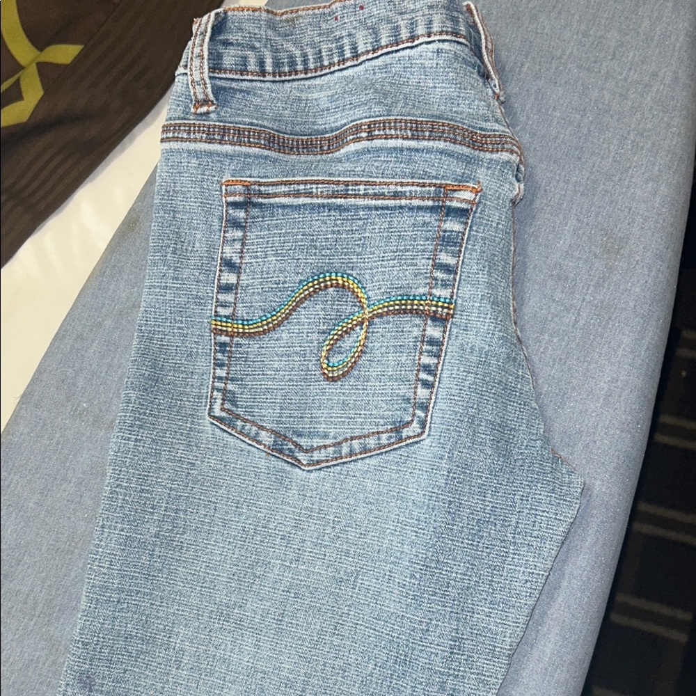 Tyte Jeans Blue Cropped Denim with Beaded Detail